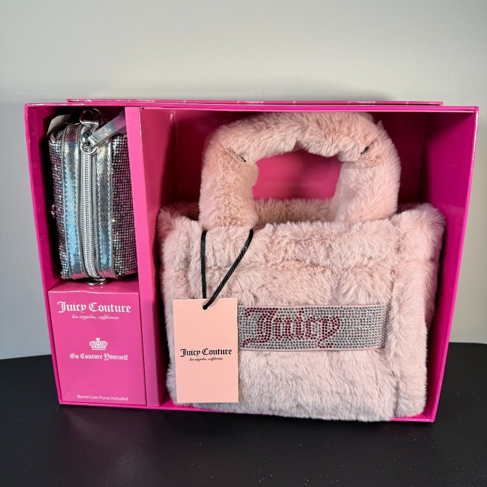 Juicy Couture Dirty Blush Mini Tote & Barrel Coin Purse Gift Box Set - NWT